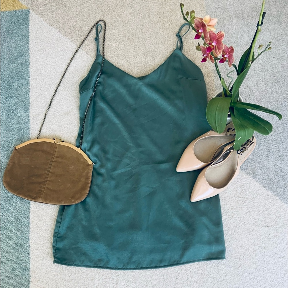 blue blush Green Spaghetti Strap Mini Slip Dress